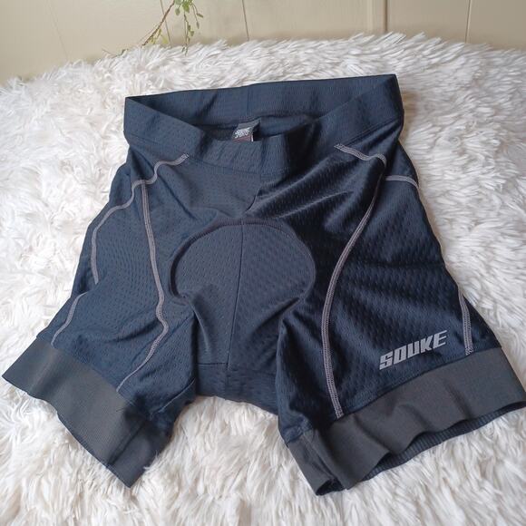 Souke Shorts Cycling Adult M Black Blue Padded Nylon Spandex Blended - Picture 1 of 6